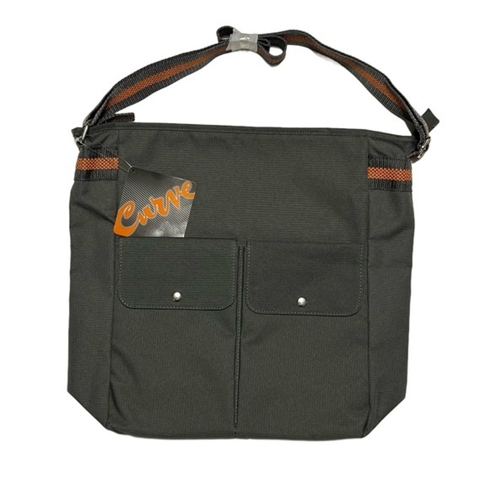 Curve Mens Gray Canvas Messenger Bag Orange Trim Utility Crossbody Bag NWT
